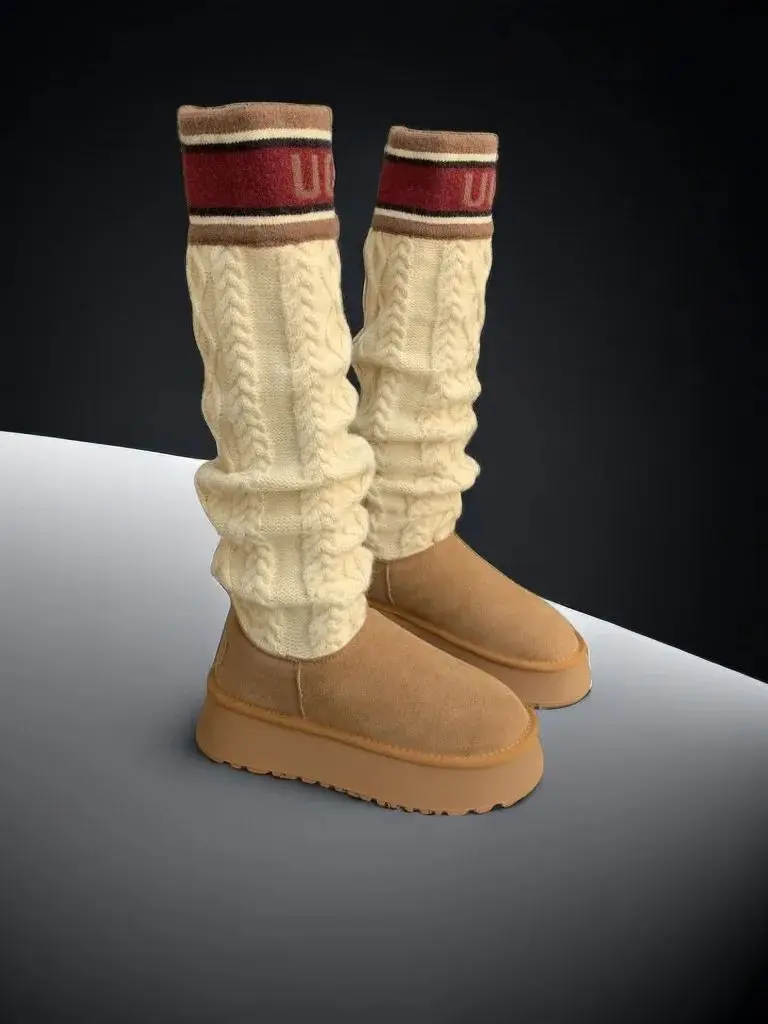 

Black Striped Embroidery Worm Platform Snow Femme Nubuck Round Toe Short Plush Concise Shoes For Women Slip-On Sock Boots