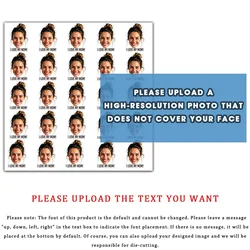 Custom Photo Portrait & Text Stickers - Unique Personalized Gift - 76mm - 9pcs with text (Custom photo text)