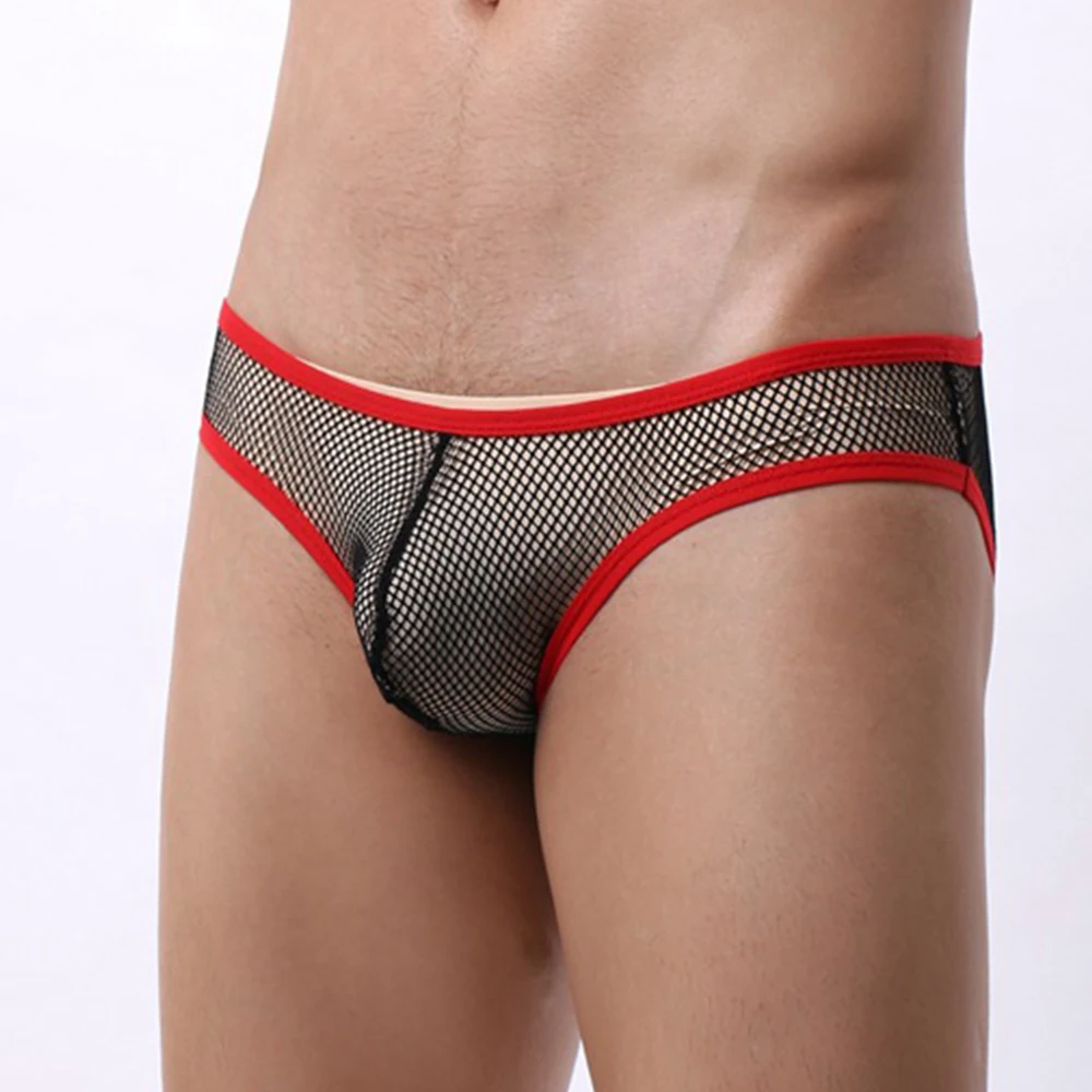 Трусы-боксеры мужские прозрачные сетчатые шорты с U-выпуклым мешочком нижнее