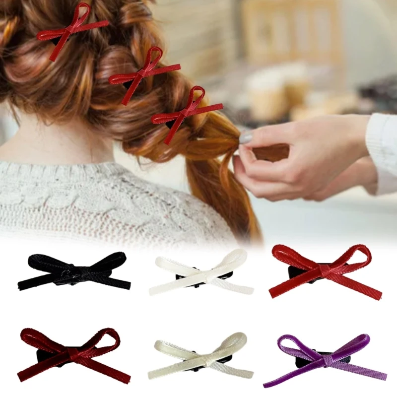 

Mini Hairpin Bowknot Hair Clip with Ribbon Detailing for Girls Braid Hair Gift DropShipping