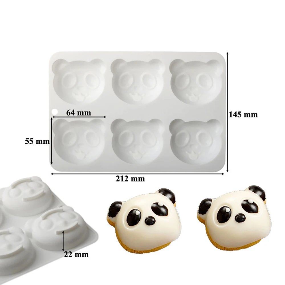 6 Grids Little Bear Mold Silicone Panda Shape Candy Mold DIY