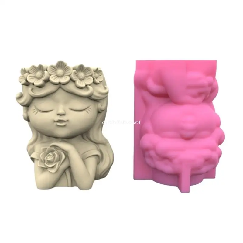 

Flower Pot Silicone Mold Concrete Cement Angel Girl Flowerpot Mould Plaster Molds Holder Epoxy Dropship