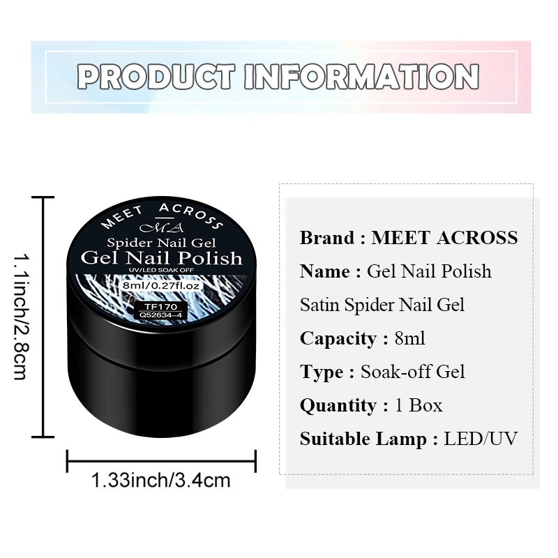 8ml 크리에이티브 스파이더 드로잉 젤 네일 폴리쉬 매니큐어 펄 발레 와이어 페인팅 UV 젤 네일 용품 베르니 네일 아트 바니쉬