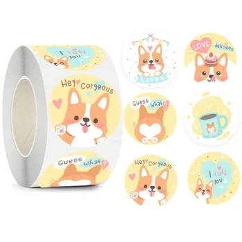 100-500PCS Seals Stickers Corgi Cartoon Dog for Stickers Packaging Home Made Animal Rolling Stickers Labels