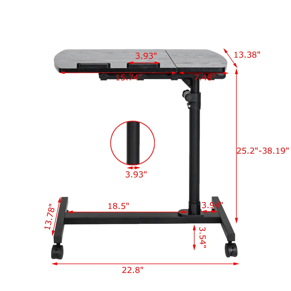Portable Computer Desk Laptop Height Adjustable Table Mobile Sitting Workstation Lockable Wheels Suitable For Work Learning 5
