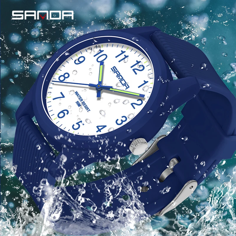 Fashion Sanda Top Brand Simple Quartz Original Women Men Wristwatch Waterproof Outdoor Clock New Style Students Wrist Watches 3