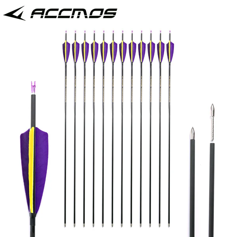 ID4.2mm Carbon Arrow Shaft Spine250 300 400 500 600 700 800 900 1000 1500 with 4" Turkey Feather Arrows 6/12/18pcs archery arrows archery arrow feathers