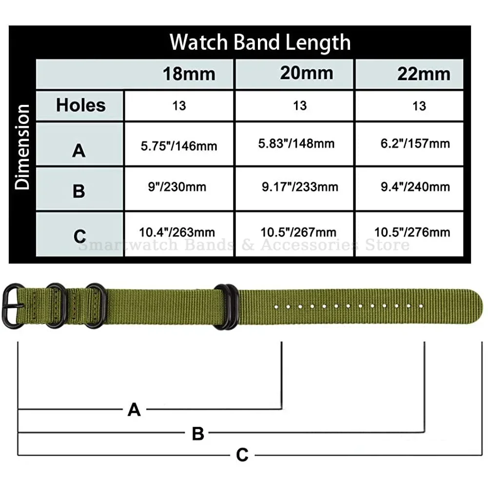 Nylon Fabric Woven Watch Strap with Black Buckle