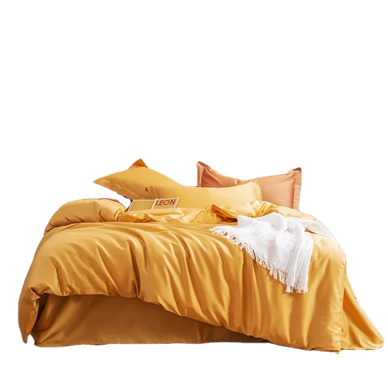 

Weisdin yellow color 100% cotton bedding sheet sets luxury bed set duvet cover flat sheet home textile pillow case cover