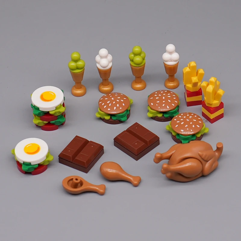 

Детали для сборки бутылок, гамбургера, картошки фри