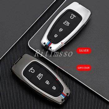 Copertura della cassa chiave dell'automobile del Silicone della lega di zinco per Hyundai Solaris Sonata Hybrid NEXO NX4 New Grand Santa Fe Tucson 2020 2021 - Copertura della cassa chiave dell automobile del Silicone della lega di zinco per Hyundai Solaris