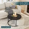 Black Coffee Table Round Marble CoffeeTables for Living Room Modern Small Center Table 3
