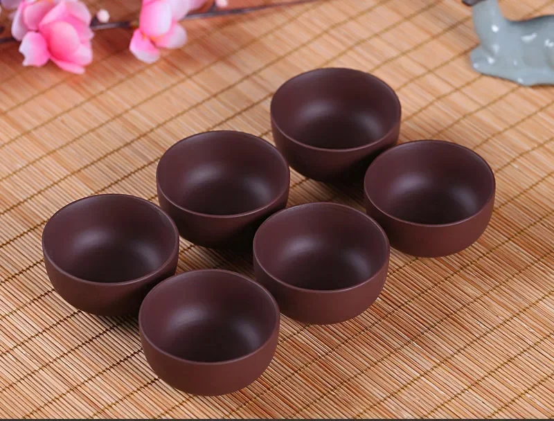 6PCS Purple Clay Chinese Japanese Ceramic Tea Cups Set Tea Cup