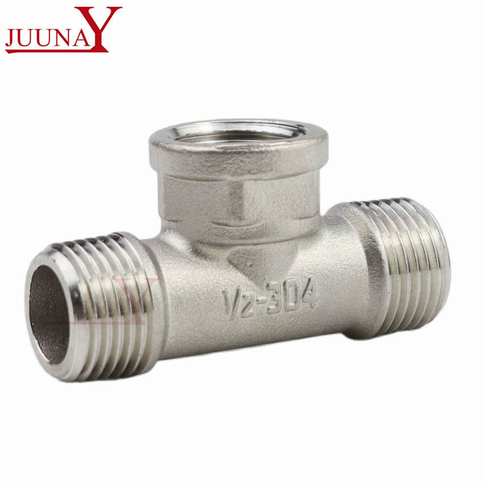 Pipe Fitting Tee Adapter 1/4" 3/8" 1/2" 3/4" 1" 1-1/4" 1-1/2" 2" BSP Male Female Tee 3 Ways Splitter 304 Stainless Steel Pipe Fitting Connector Water Gas