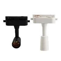 1/5/10/20pcs Lot Adjustable Mini E27 track light,Black White 1 Phase 2 Wire Simple Bulb Changeable E26 Plastic Rail Lighting 1