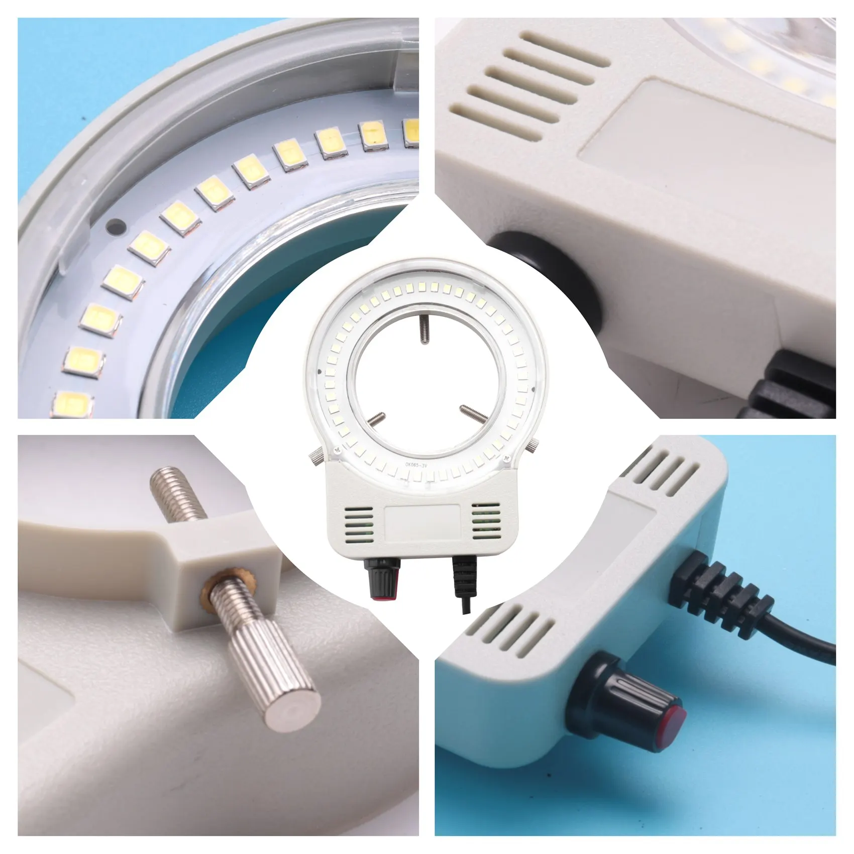 산업용 현미경 카메라 광원 링 램프, 조명 램프, 밝기 조절 가능, USB 인터페이스, 48 LED