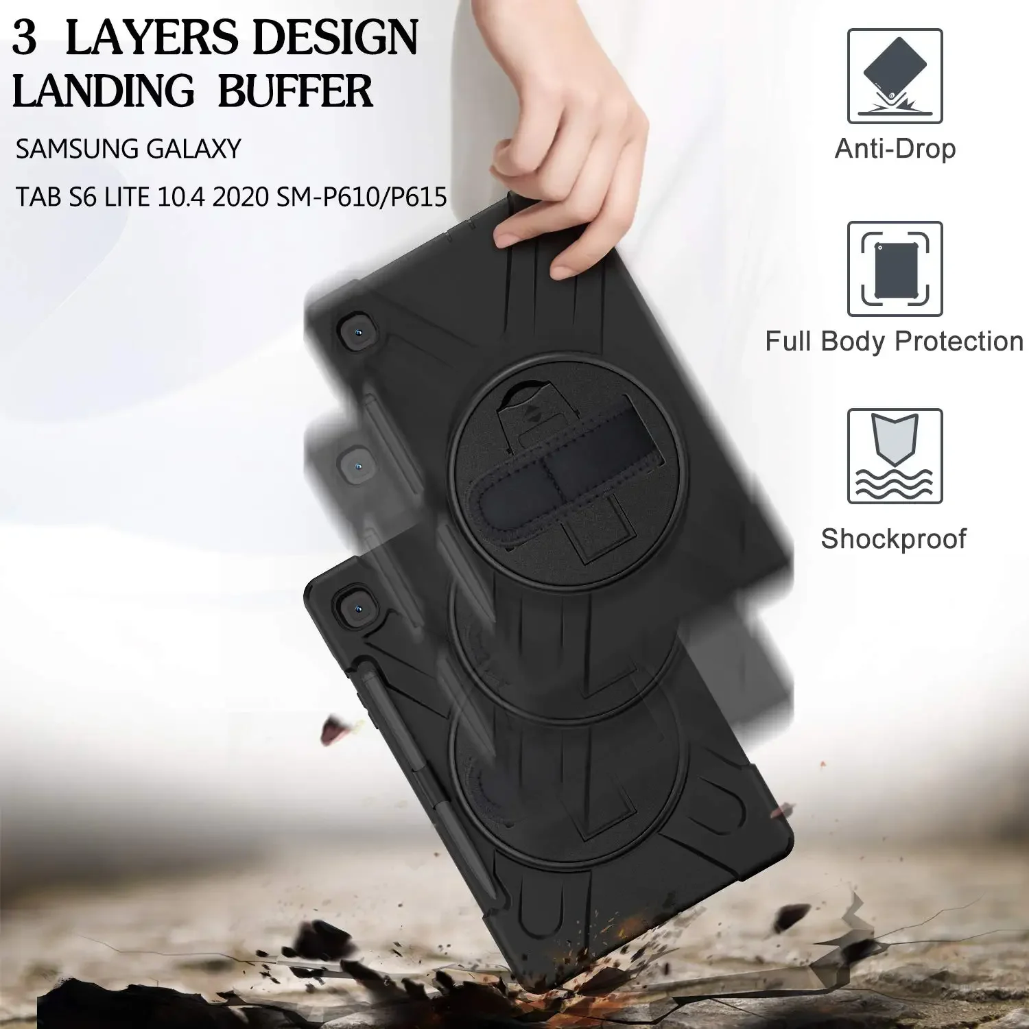 Lidar com Alça de Ombro para Samsung Galaxy Tab s6 Lite Capa Resistente à Prova de Choque 10.4 2023 2023 P619 P610 P615 - Imagem 2