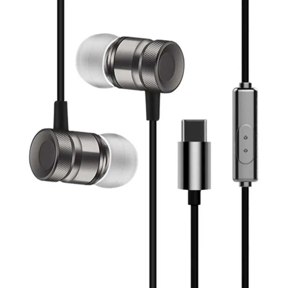 인이어 유선 이어폰, 마이크 포함 메탈 헤드셋, 미 8, P20, P30, LeEco USB C타입, 음악 스포츠 이어버드