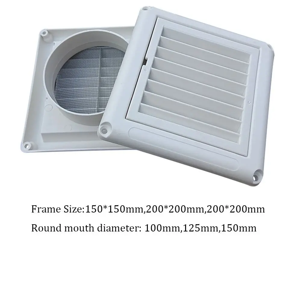 With Flaps Air Vent Grille Ventilation Cover With Insect Screen 150*150mm/200*200mm Air Outlet Ventilation Cover PP