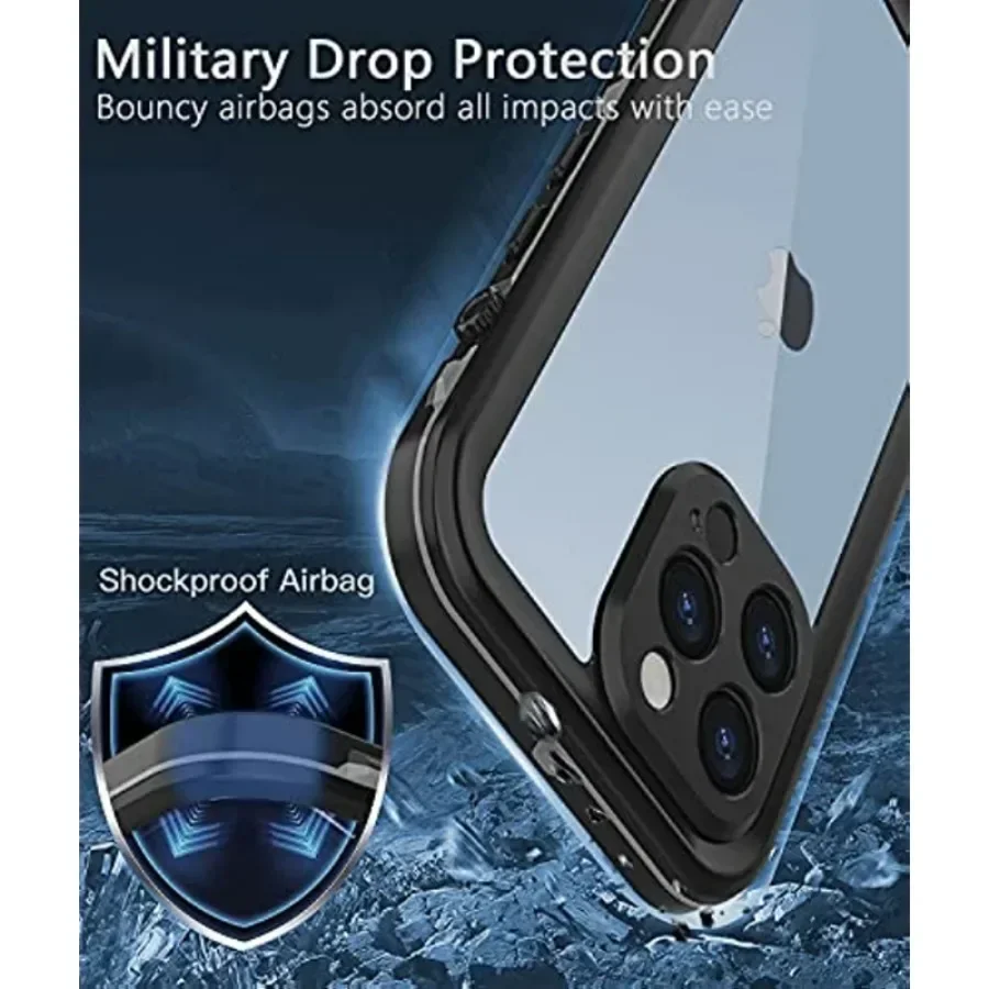 Pro Max Waterproof Shockproof Dustproof Phone Case with Screen Protector - Full Body Protective Cover