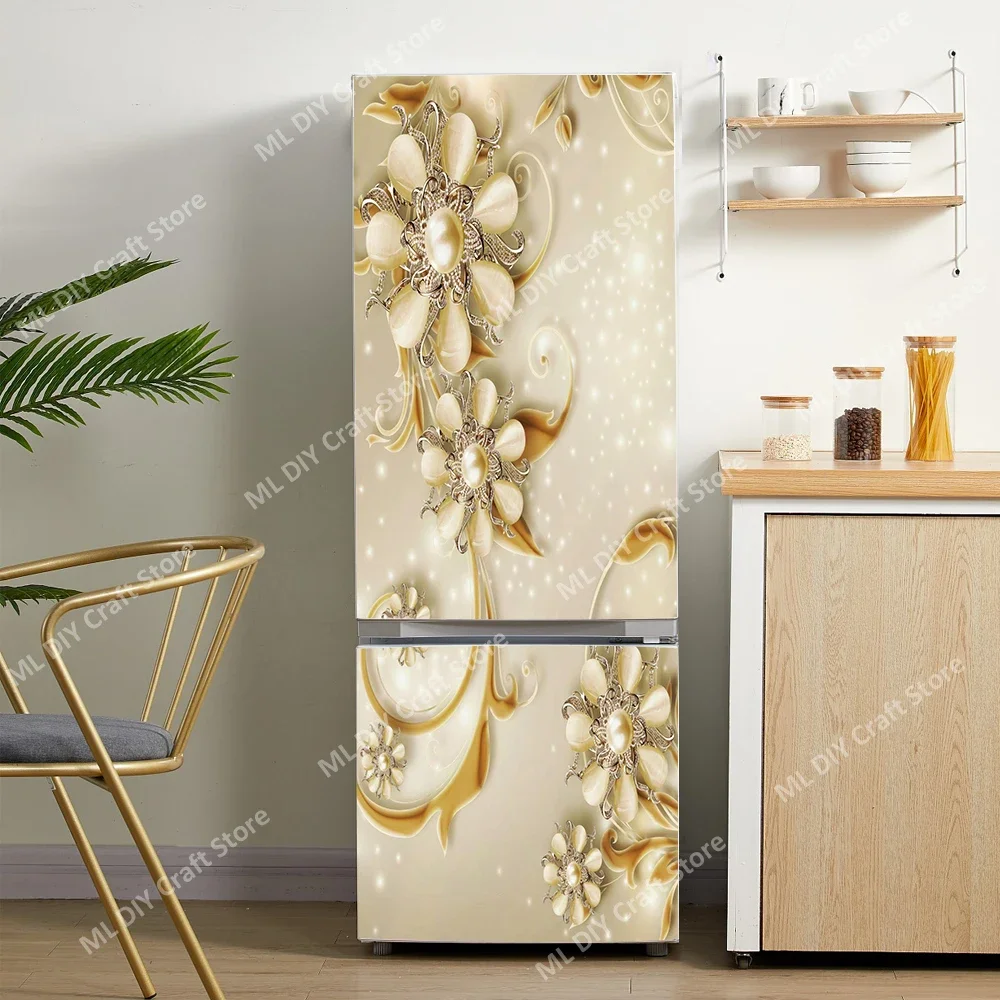 Pegatinas de pared para puerta de refrigerador con diseño de donuts y helado, papel tapiz de PVC autoadhesivo para cocina, cubierta para puerta de refrigerador, decoración