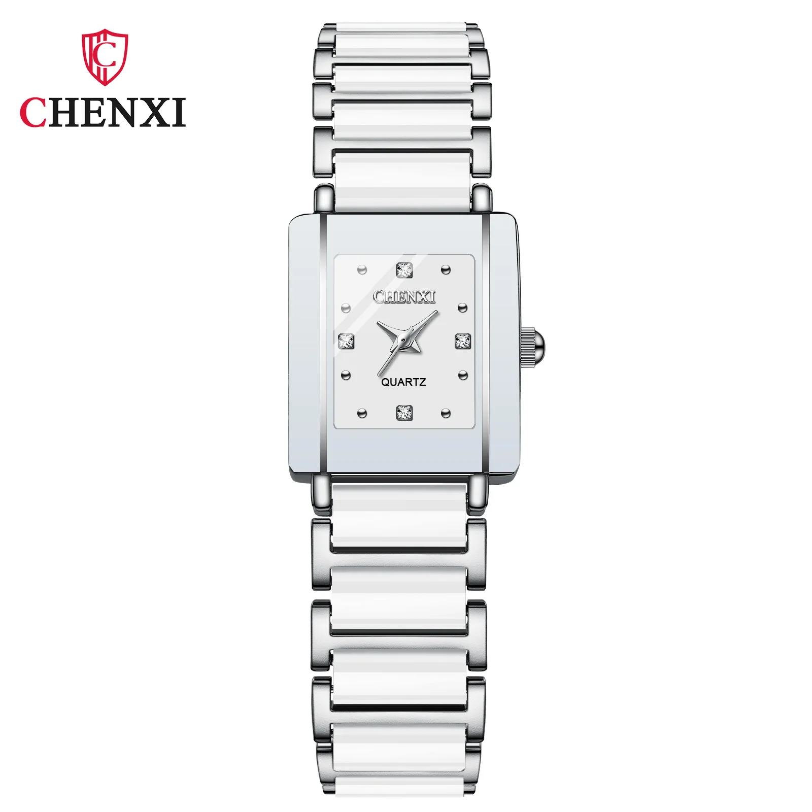 CHENXI 104A Luxury Couple Watch with Imitation Ceramic Strap and Exquisite Date Feature