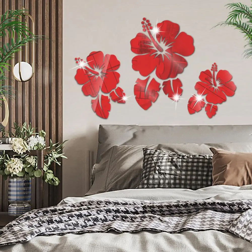 Acrylic Mirror Wall Sticker Floret 3D DIY Wall Decoration Stickers Reflective Mirror Wallpaper Home Decor Accessories