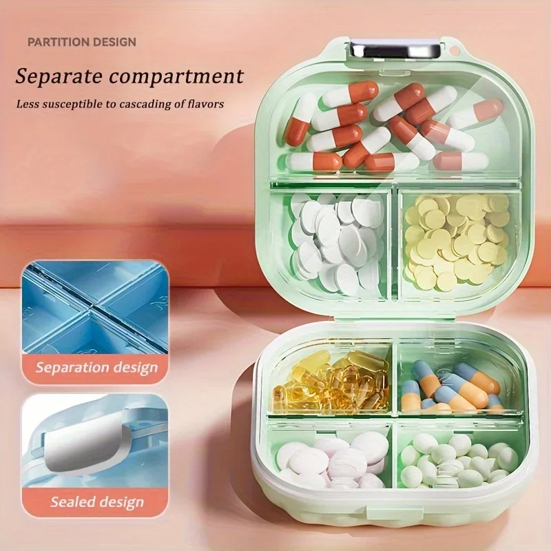 1 Portable Pill Box, Suitable for 7-Day Travel, 7-Compartment Pill Organizer, Sealed Storage Container, Jewelry Case