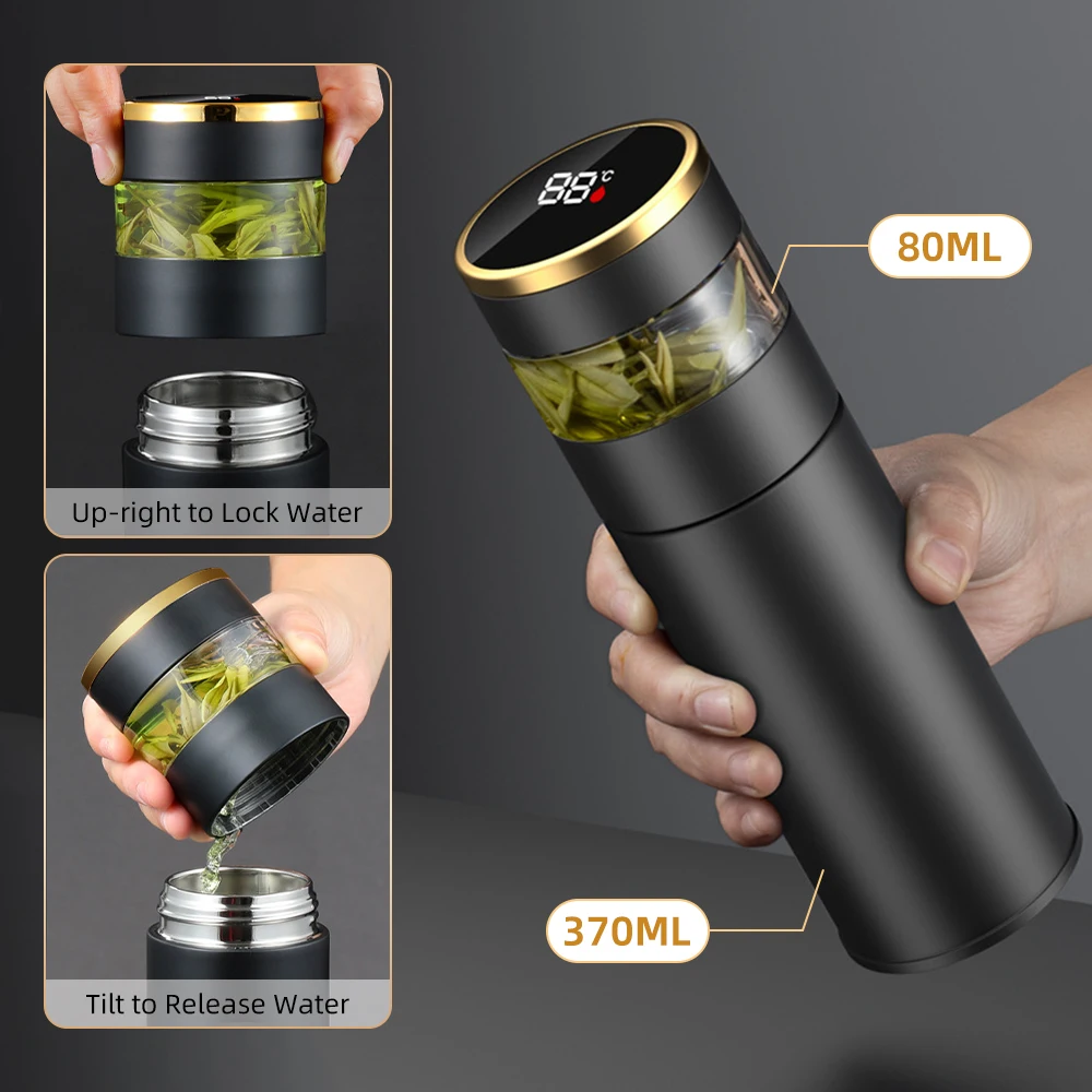 Tea Infuser Thermos Bottle LED Temperature Display 316 Stainless Steel Thermos For Tea Vacuum Insulated Water Bottle Tumbler