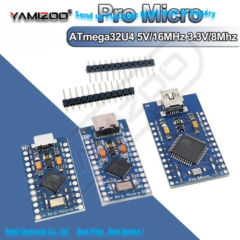 Type-C MINI USB Pro Micro für Arduino ATmega32U4 5V/16MHz 3.3V/8MHz Modul mit 2-reihigem Pin-Header Leonardo USB-Schnittstellenkarte