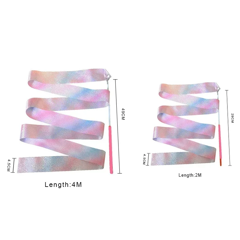 Gymnastics Ribbon Gymnastics Streamer Rod 2M/4M Rhythmic Gymnastics Ballet Streamer Dance Rainbow Stick Training