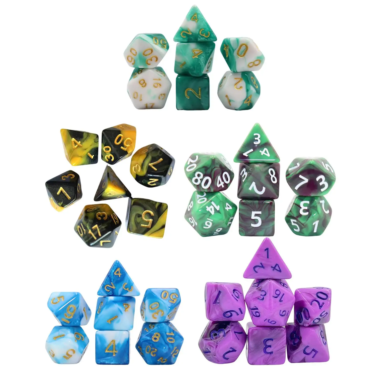 

7Pcs Polyhedral Dices Multi Sided Dices Table Games Dices Set for Roll Playing Games Board Game Props Family Gathering Parties