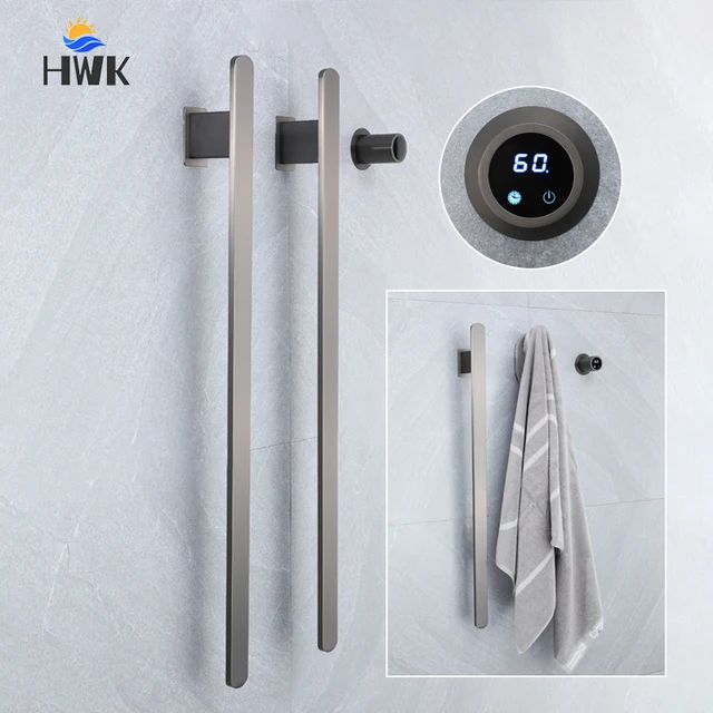 สไตล์ใหม่สีเทาห้องน้ําผ้าเช็ดตัวอุ่นซ่อนสายไฟไฟฟ้าอุ่นผ้าเช็ดตัวอุณหภูมิควบคุมเวลาอาบน้ําชั้นวางผ้าขนหนูไฟฟ้า 1