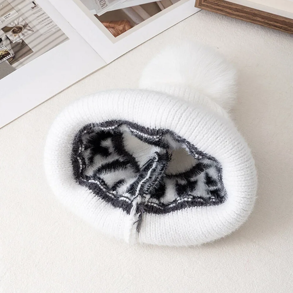 New Style Fashion HEAT Letter Beanie Hat Caps Pompoms Warm Winter Hat Y2K Beanie For Woman Girl