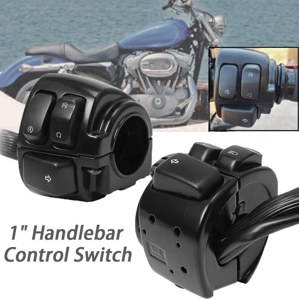 

Motorcycle Black 1" 25mm Handlebar Turn Signal Control Switch For Harley XL883 Sportster Dyna V-ROD Softail