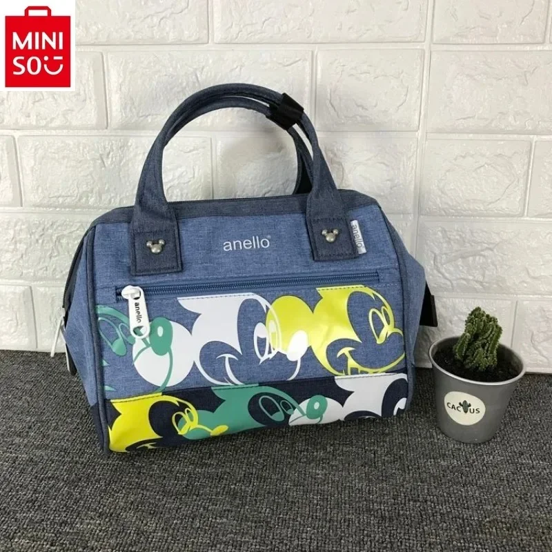 MINISO Disney Cartoon Print Mickey High Quality Storage Bag Women's Large Capacity Multi functional Crossbody Bag