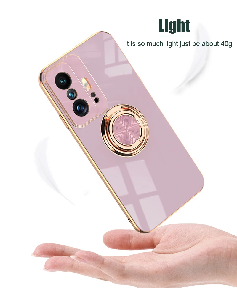 Luxury Plating Silicone Case For Xiaomi Mi 11T 10T Pro 10Pro 10Lite 11Pro Full Protective Magnetic Covers With Ring Holder Stand samsung flip3 case