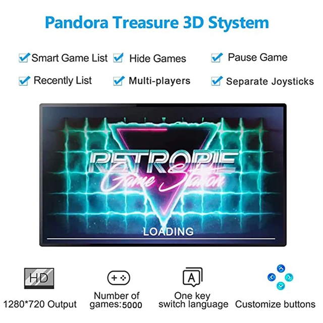 GWALSNTH 3D Pandora Box TT Arcade Game Console, 8000 HDMI Video Games with  WiFi Function, Search/Save/Hide/ Pause Games,Favorite List,Up to 4 Players