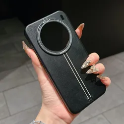 Luxury PU Leather Magnetic Wireless Charging Protective Back Cover Case for X200 Pro Mini (Black)
