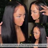 4C Edges Hairline with Curly Baby Hair Wig Bone Straight 13X4 Transparent Lace Frontal Human Hair Wigs For Women 4x4 Closure Wig 4
