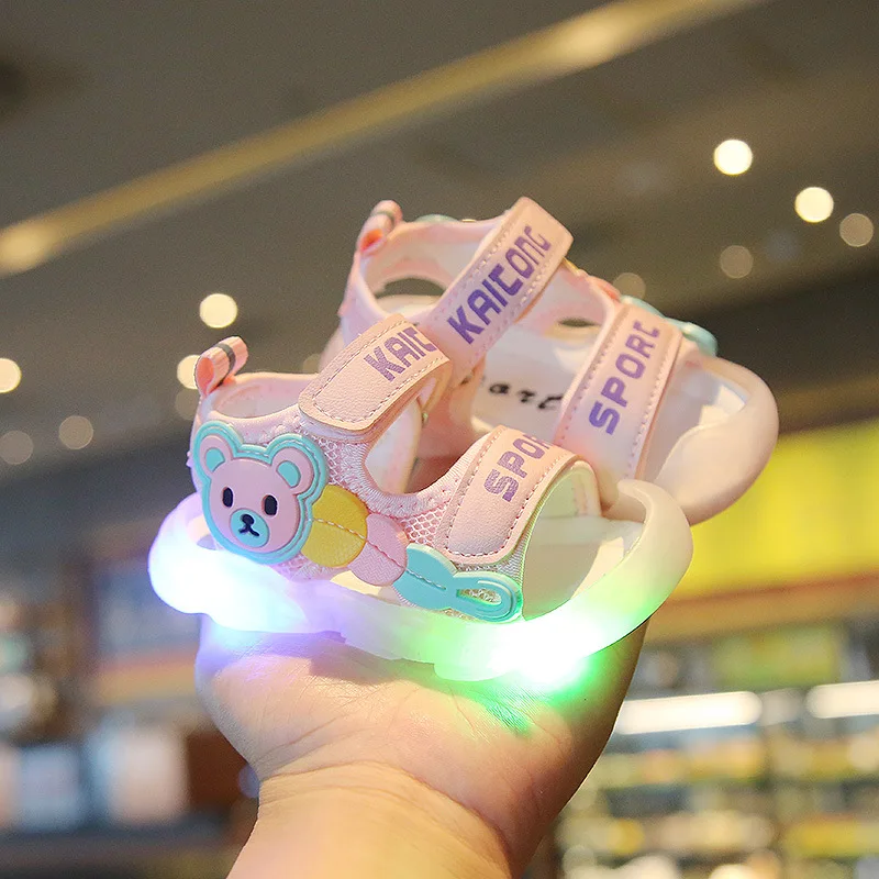 Sandalias Baby Shoes Kids Shoe 2023 Summer New LED Light Baby Walking Sandals Soft Sole Boy/girl Treasure Shoes Cartoon Sandals 3