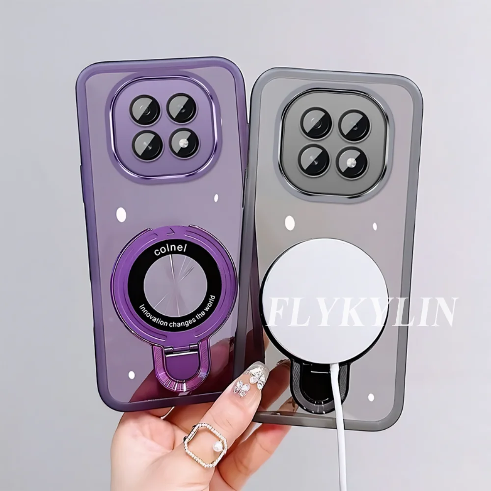 Transparent Magnetic Thin Bracket Phone Case with Soft Shell Design