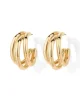 Women 14K Gold Plated Chunky Multi Hoop Earrings Lady Hypoallergenic Trendy Triple Split Loop Huggie Earrings Popular Jewelry 1