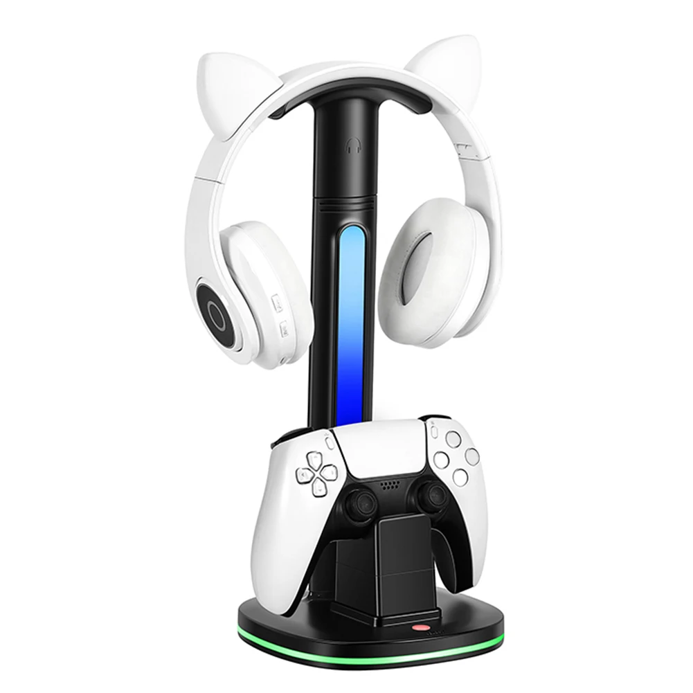 Station de charge PS5 avec support Casque, porte téléphone et lumière RGB