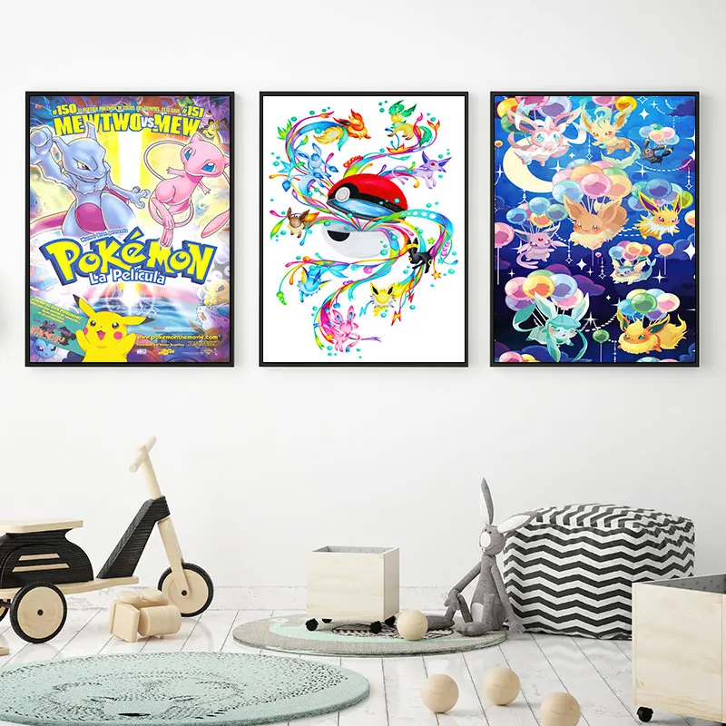 JapanAnimePokemonPeripheralPostersEeveelutionsPicturePikachuCharmanderCanvasPainting