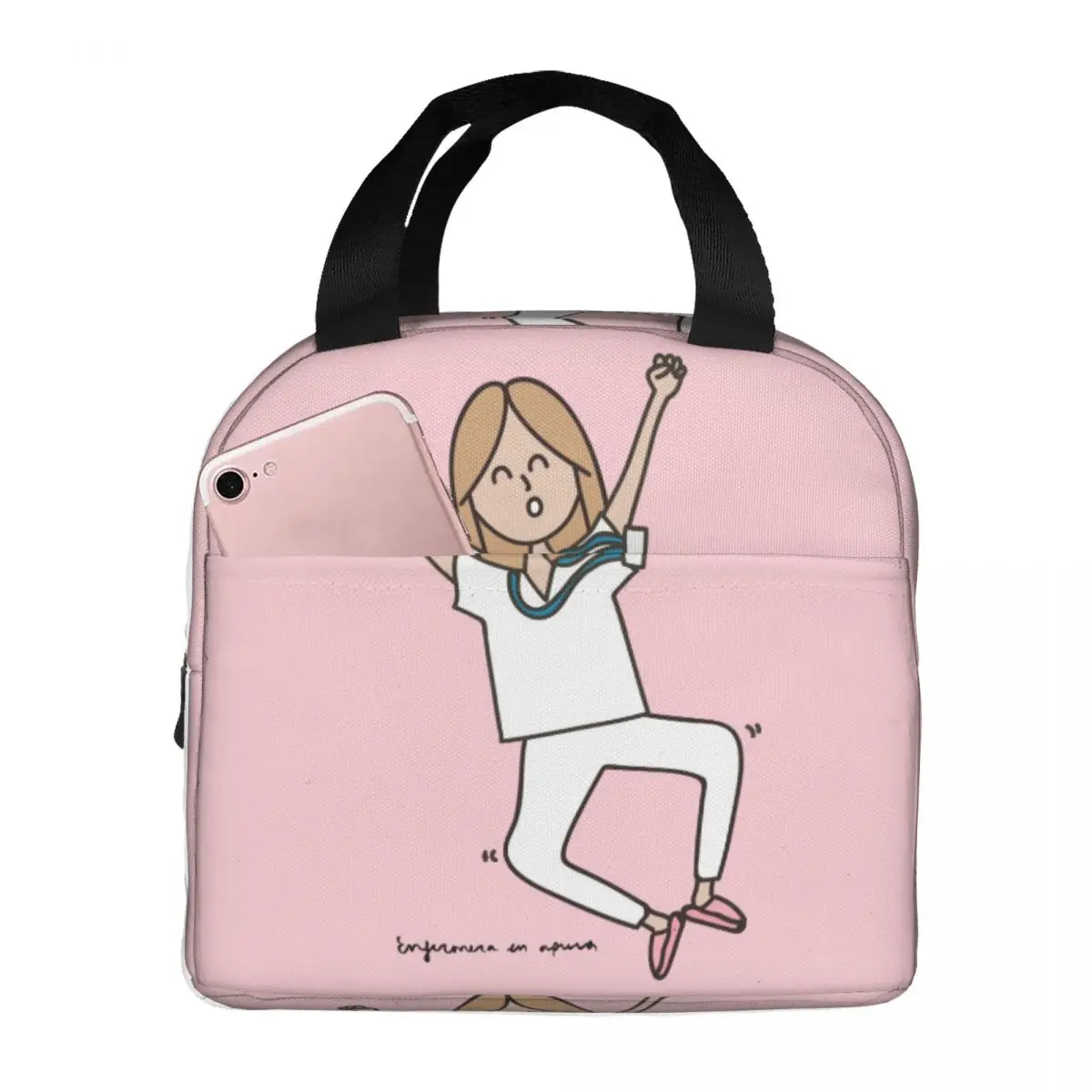 

Cartoon Ladies Work Lunch Bag for Doctor Nurse Enfermera En Apuros Lunch Boxes Accessories Insulated Cooler Bag Thermal Cold