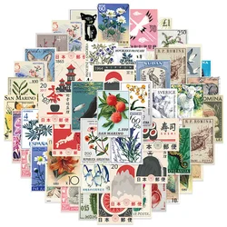 Vintage Aesthetic Retro Stamp Art Stickers - 50pcs Cartoon Decals for Personalizing Accessories (50 PCS)