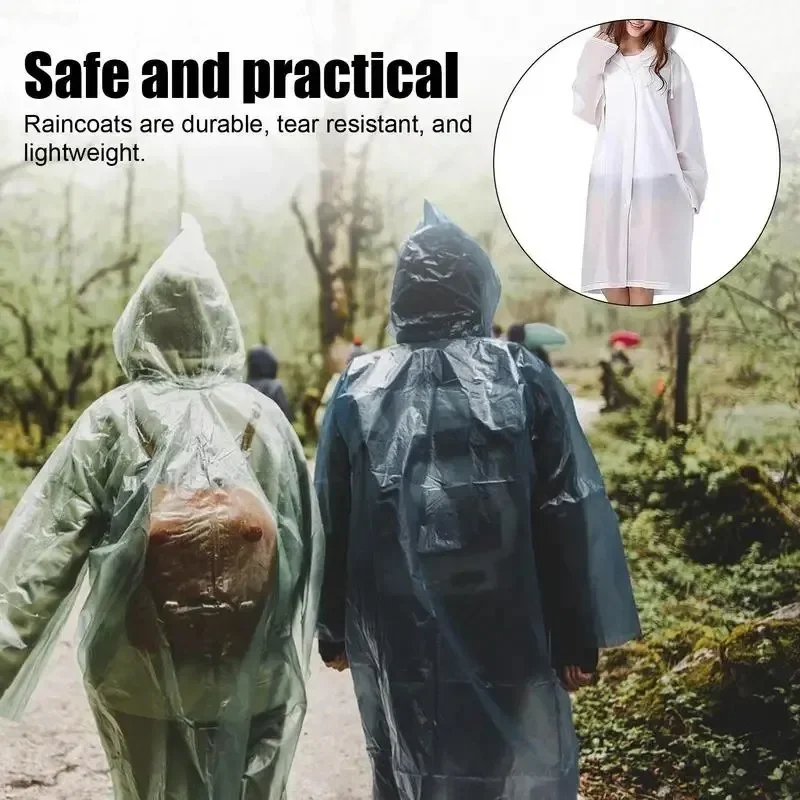 Disposable Rainwear Outdoor Hooded Rain Poncho for Adult Waterproof Lightweight Raincoat Jacket for Hiking Camping Emergency use