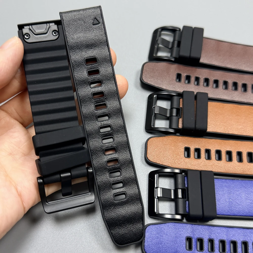 Premium Leather-Silicone Hybrid Wristband with QuickFit Adjustment