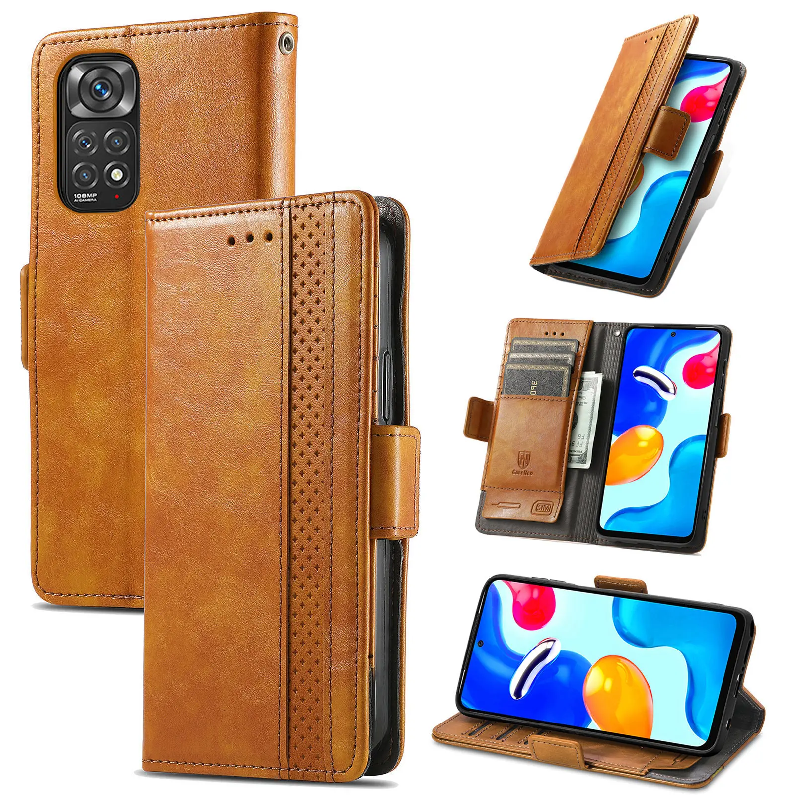 RFID Blocking Leather Wallet Case with Wireless Charging and Card Slots